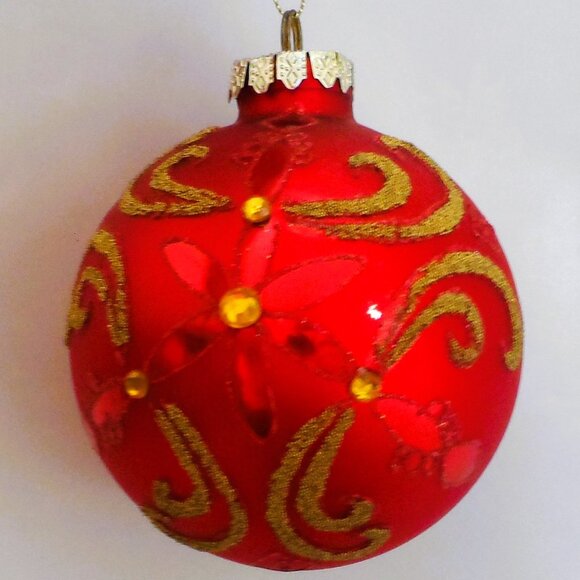 Christmas Glass Ornaments Hand Decorated Set (9 piece)- NEW - Picture 9 of 15